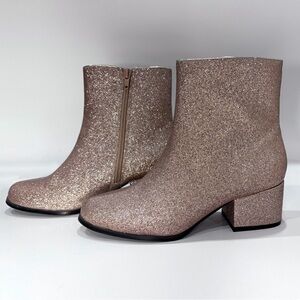 Forever 21 Champagne/Pale Rose Gold Sparkly Ankle Boots | Size 6.5